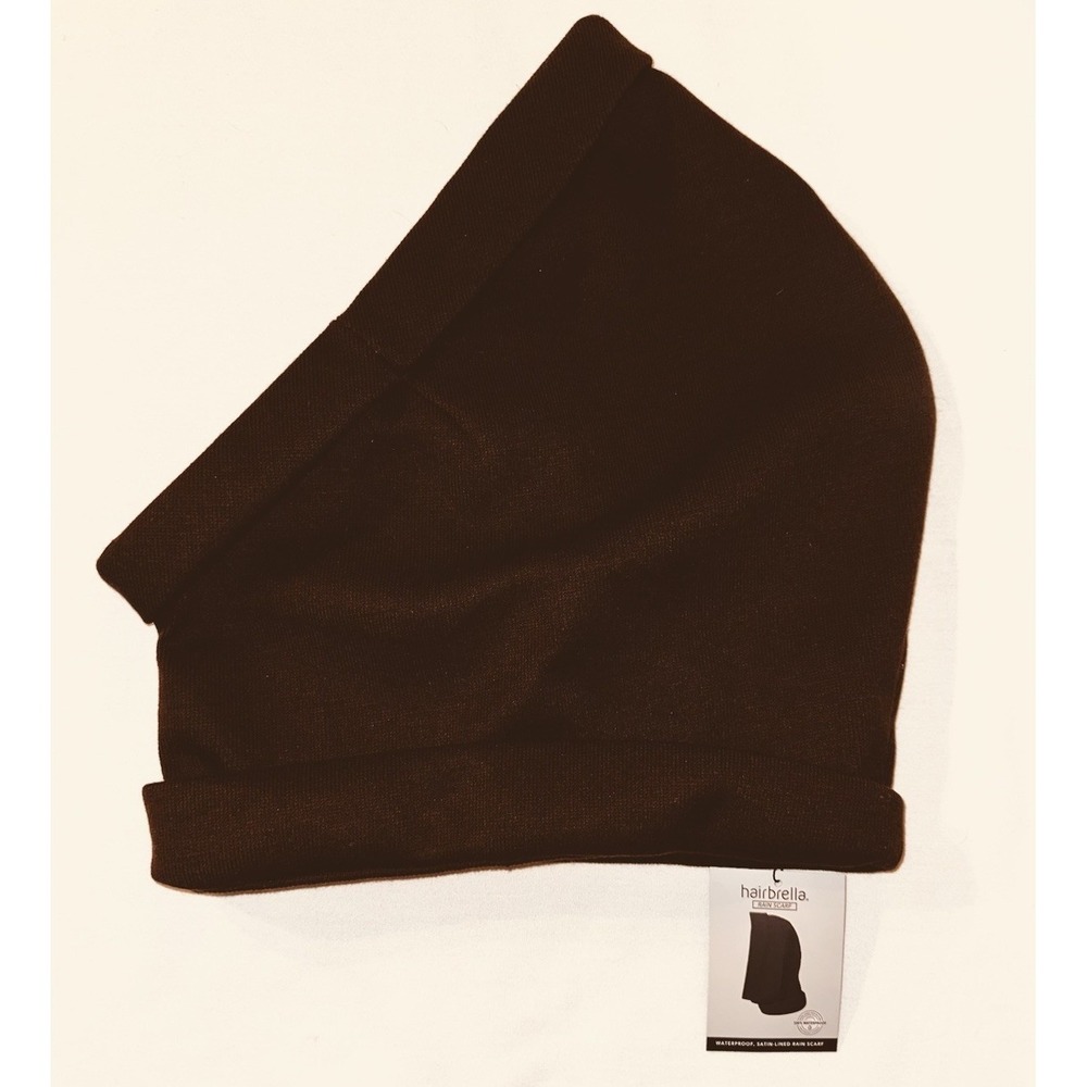 Genuine Hairbrella Satin Lined, Waterproof Rain Scarf BRAND NEW Brown (Hood) NWT